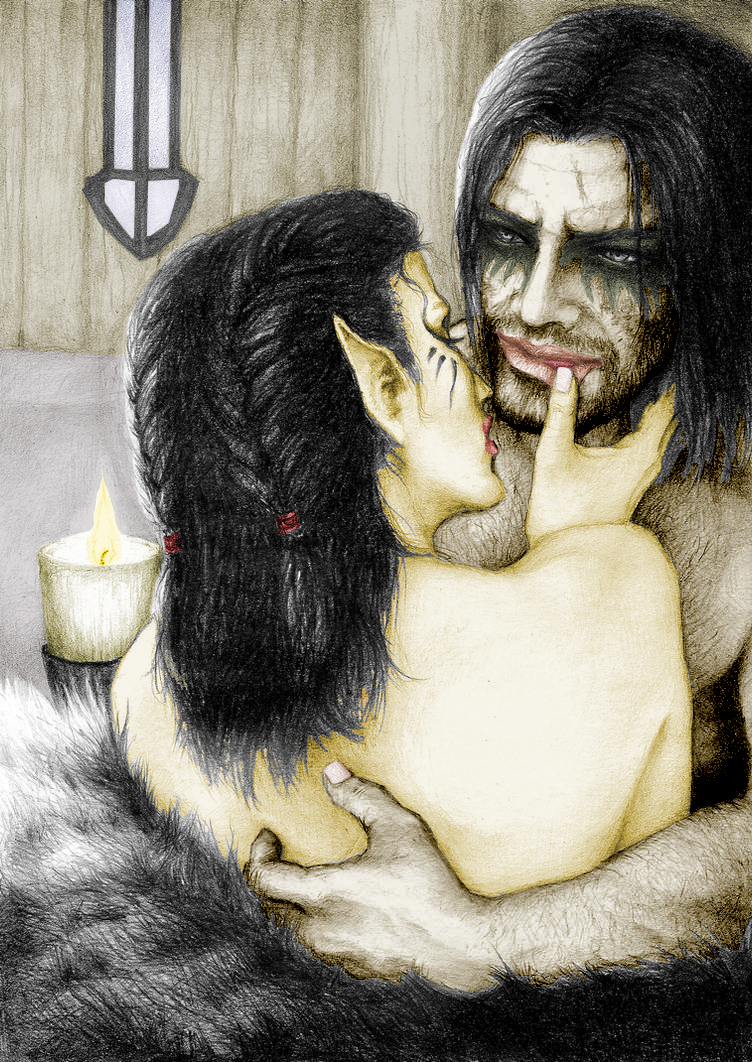 Фаркас и Драконорожденная-альтмерка арт от Yuhime 1.jpg