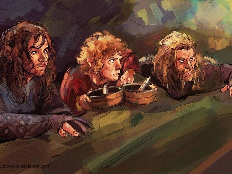 Бильбо, Фили и Кили наблюдают за троллями.jpg