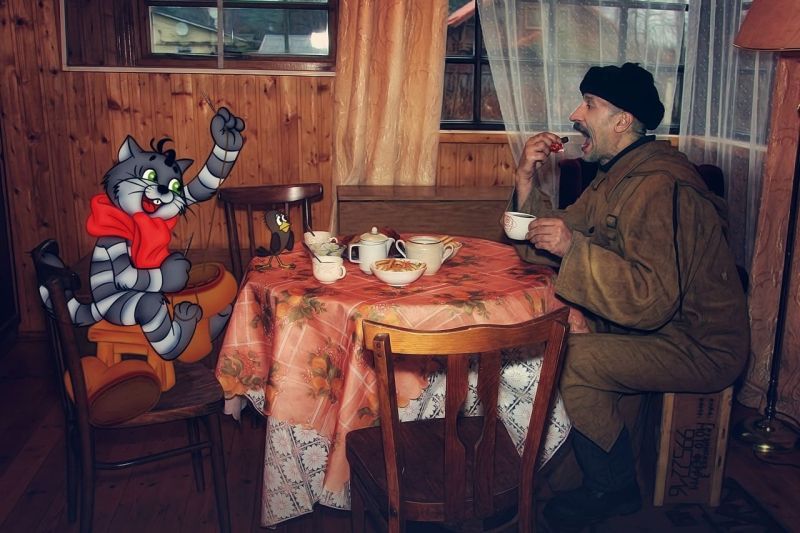 Файл:Косплей Печкина за чаем.jpg