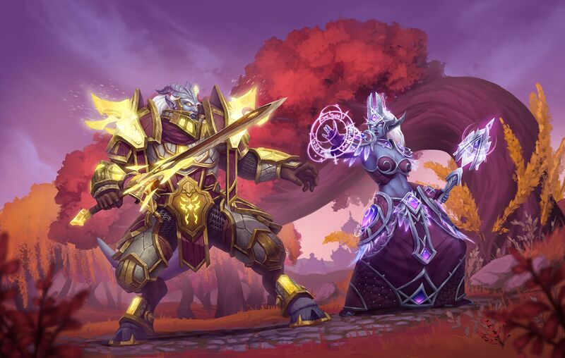 Lightforged draenei vs Nightborne от Kirill Stepanov.jpg